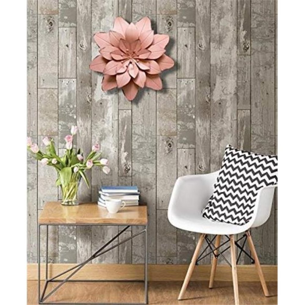 5 Dusty Light Pink Floral Metal Wall Art Decor(11.5x2 inch,1pc) - Picture 3 of 6